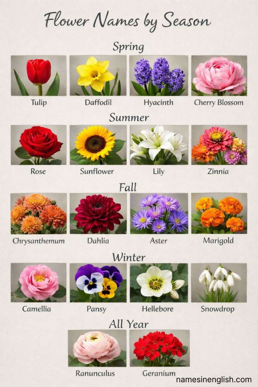 Flower Names by Season-List