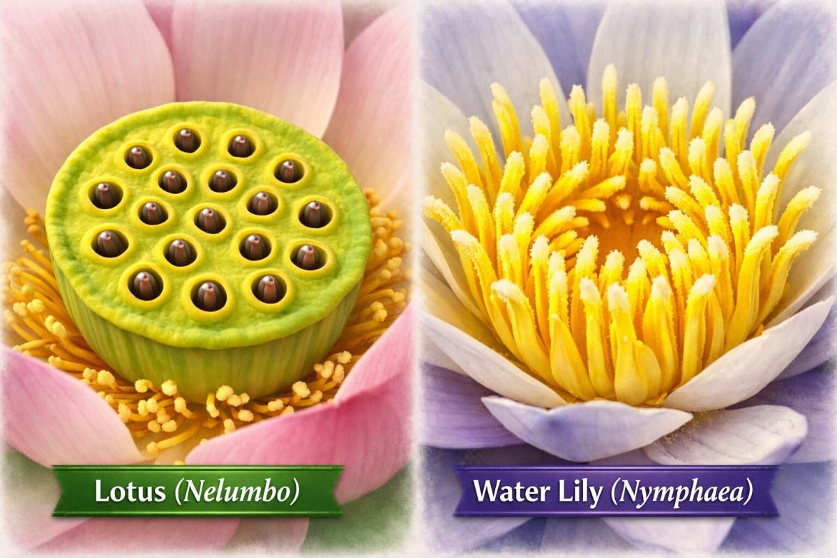 Comparison of notched lily pad and circular lotus leaf