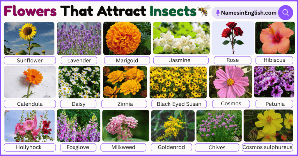 40 Flowers That Attract Insects with Names and Pictures - Names in English