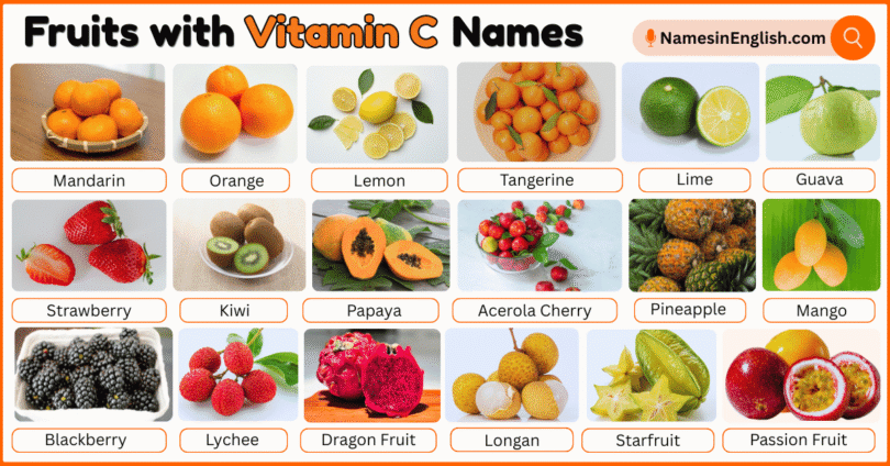 40 Fruits with Vitamin C Names in English with Pictures
