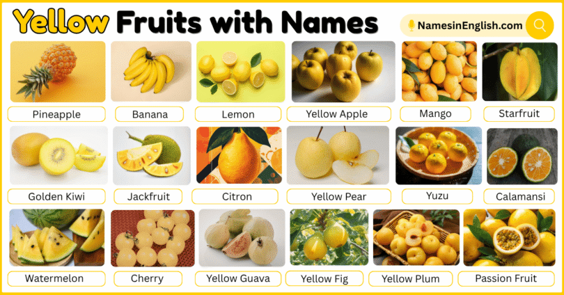 40 Yellow Fruits with Names in English with Pictures