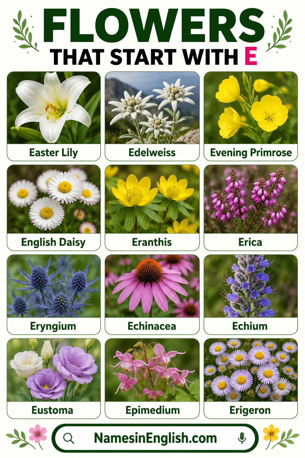 Flowers That Start with Letter E with Names and Pictures