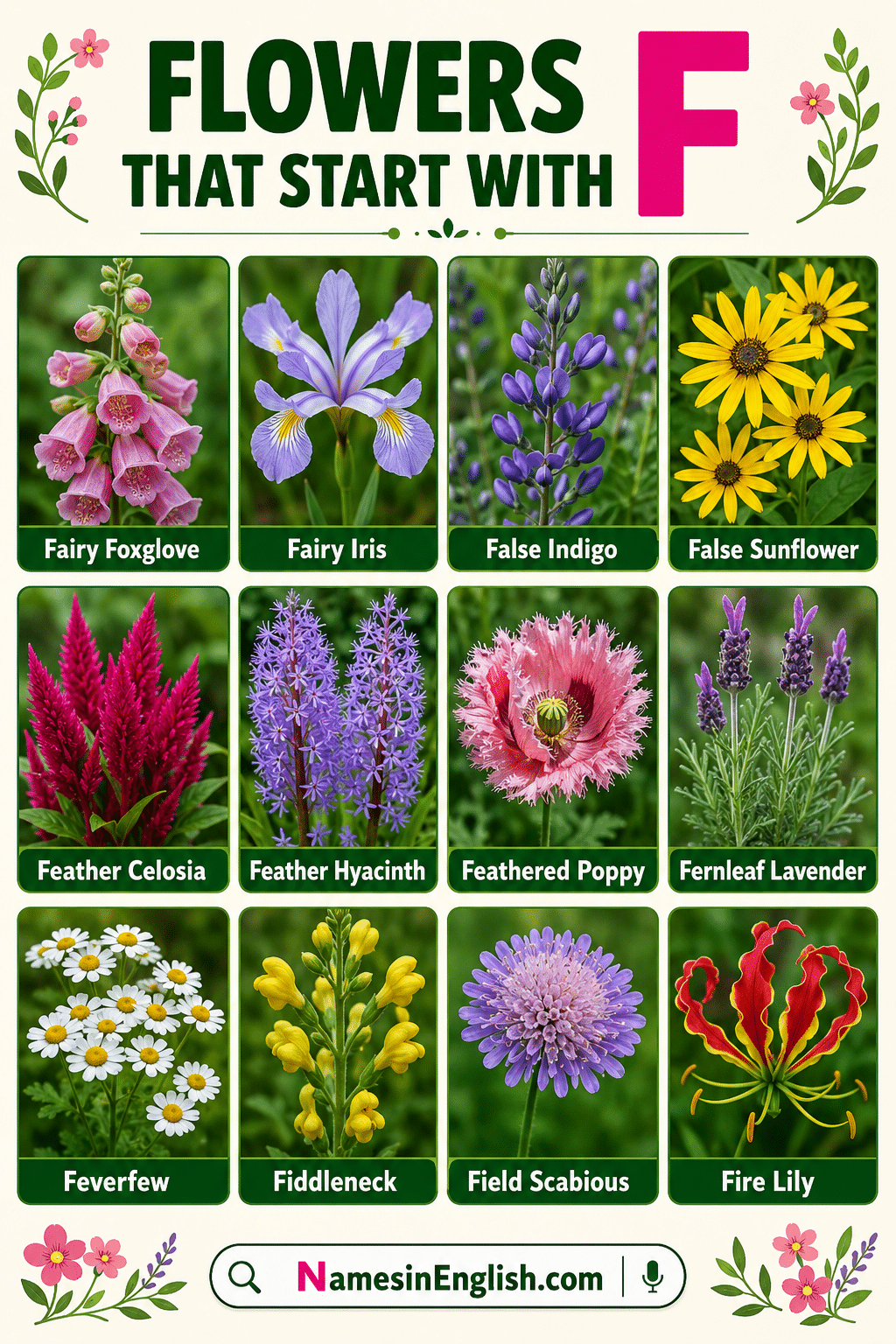 Flowers That Start with Letter F with Names and Pictures