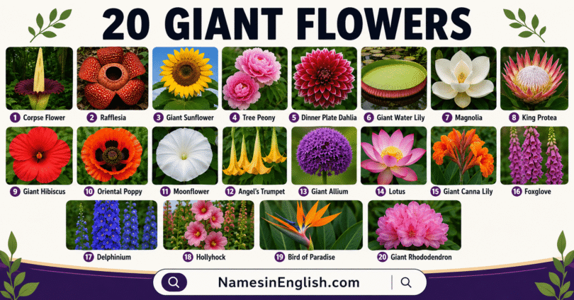 20 Giant Flowers with Names in English and Pictures