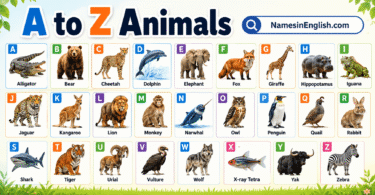 A to Z Animals with Names in English and Pictures