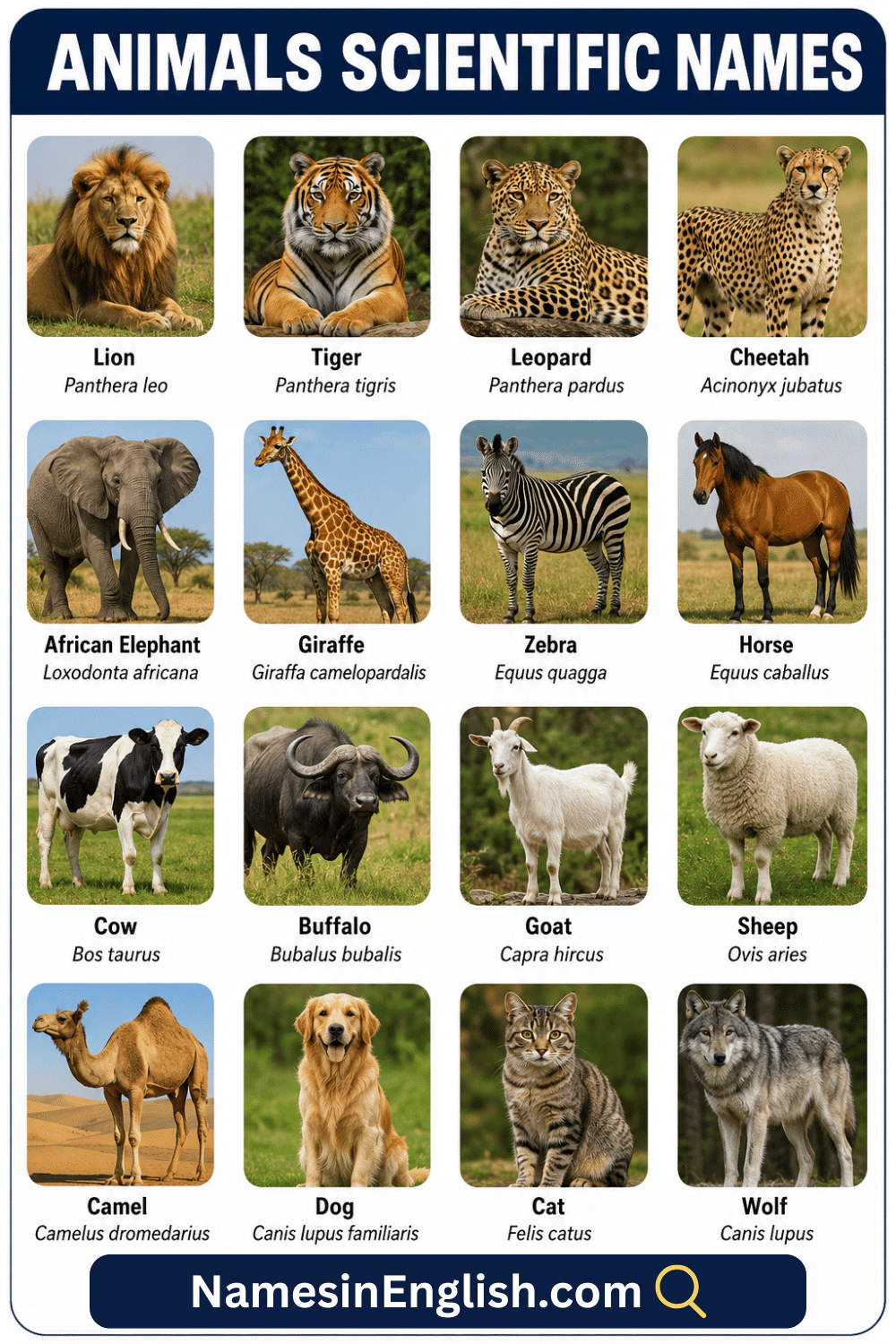 Animals with Scientific Names and Pictures