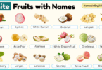 White Fruits with Names in English with their Pictures