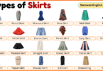 Different Types of Skirts with Pictures and Names in English